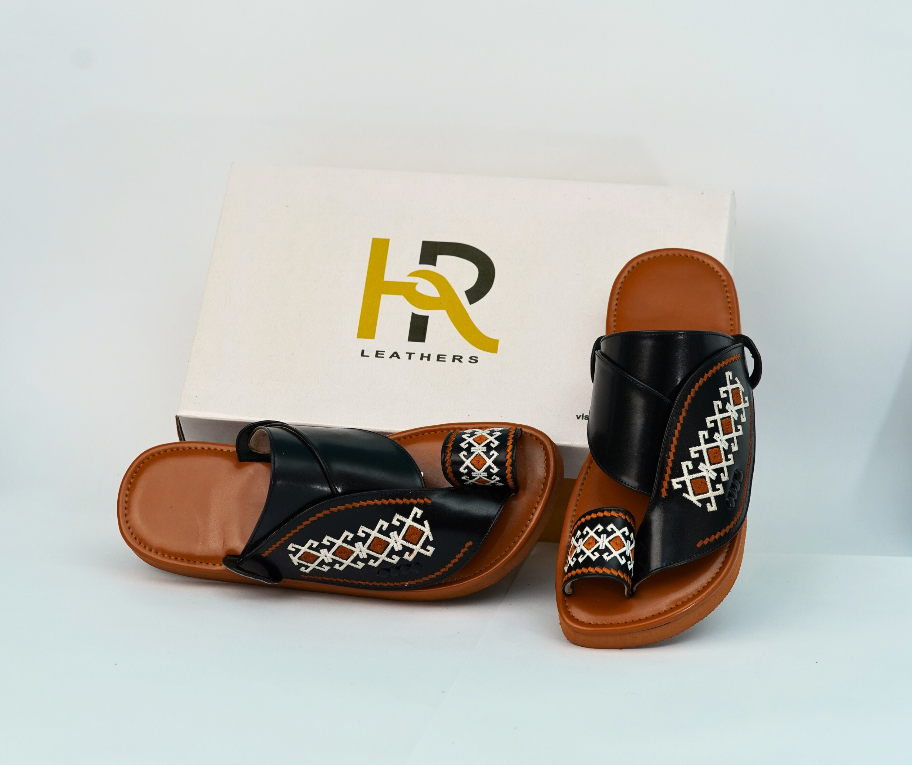 Arabic Khaliji Sandals in Brown Colour with iconic Embroidery