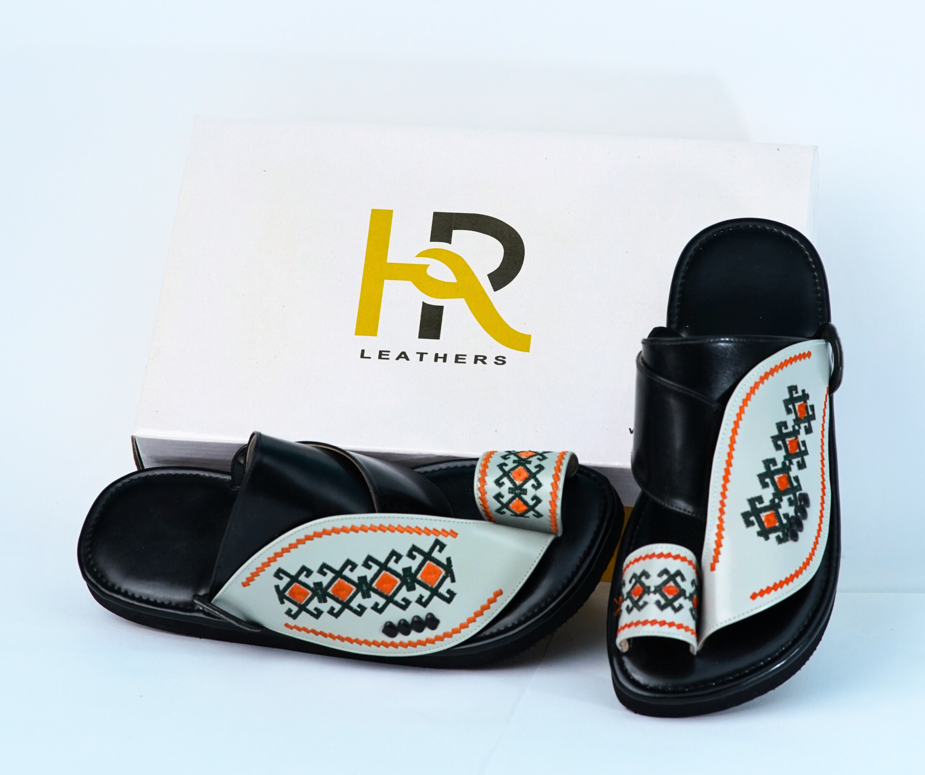 Arabic Khaliji Sandals in Gray Colour with iconic Embroidery