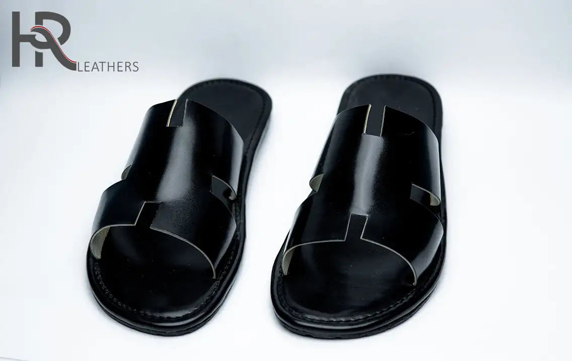 Izmiri Sandals in Black H Shape Original Leather