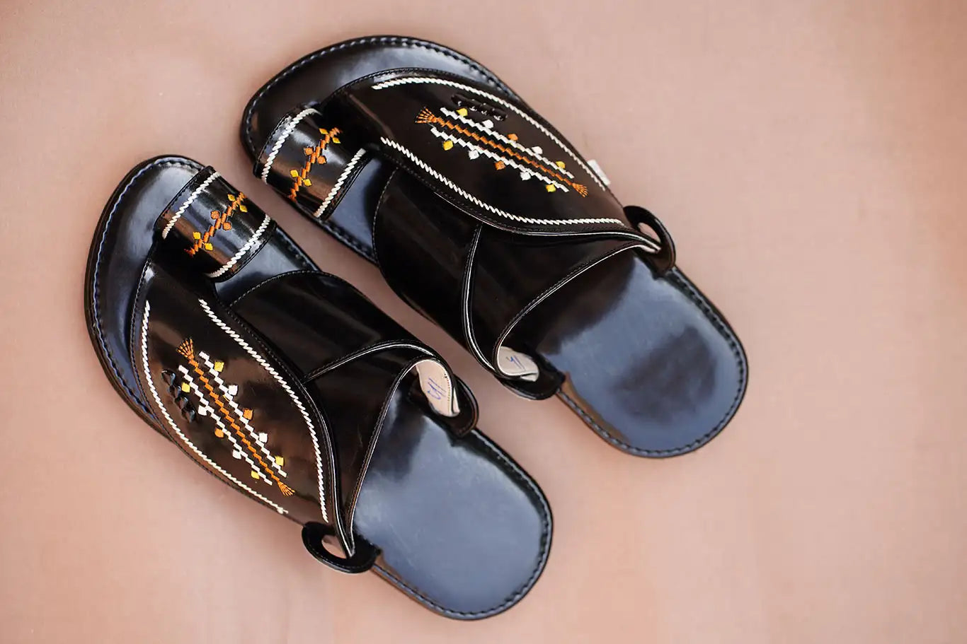 Arabic Khaliji Sandals in Black Colour with iconic Embroidery