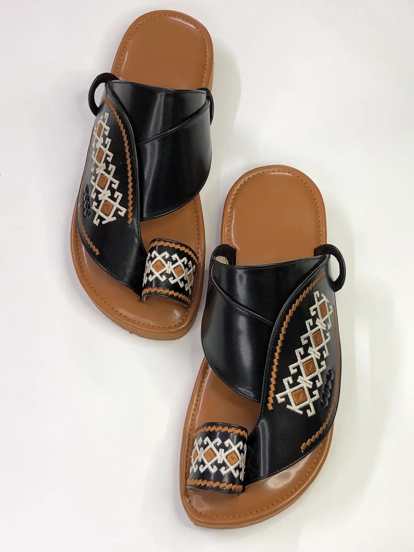 Arabic Khaliji Sandals in Brown Colour with iconic Embroidery