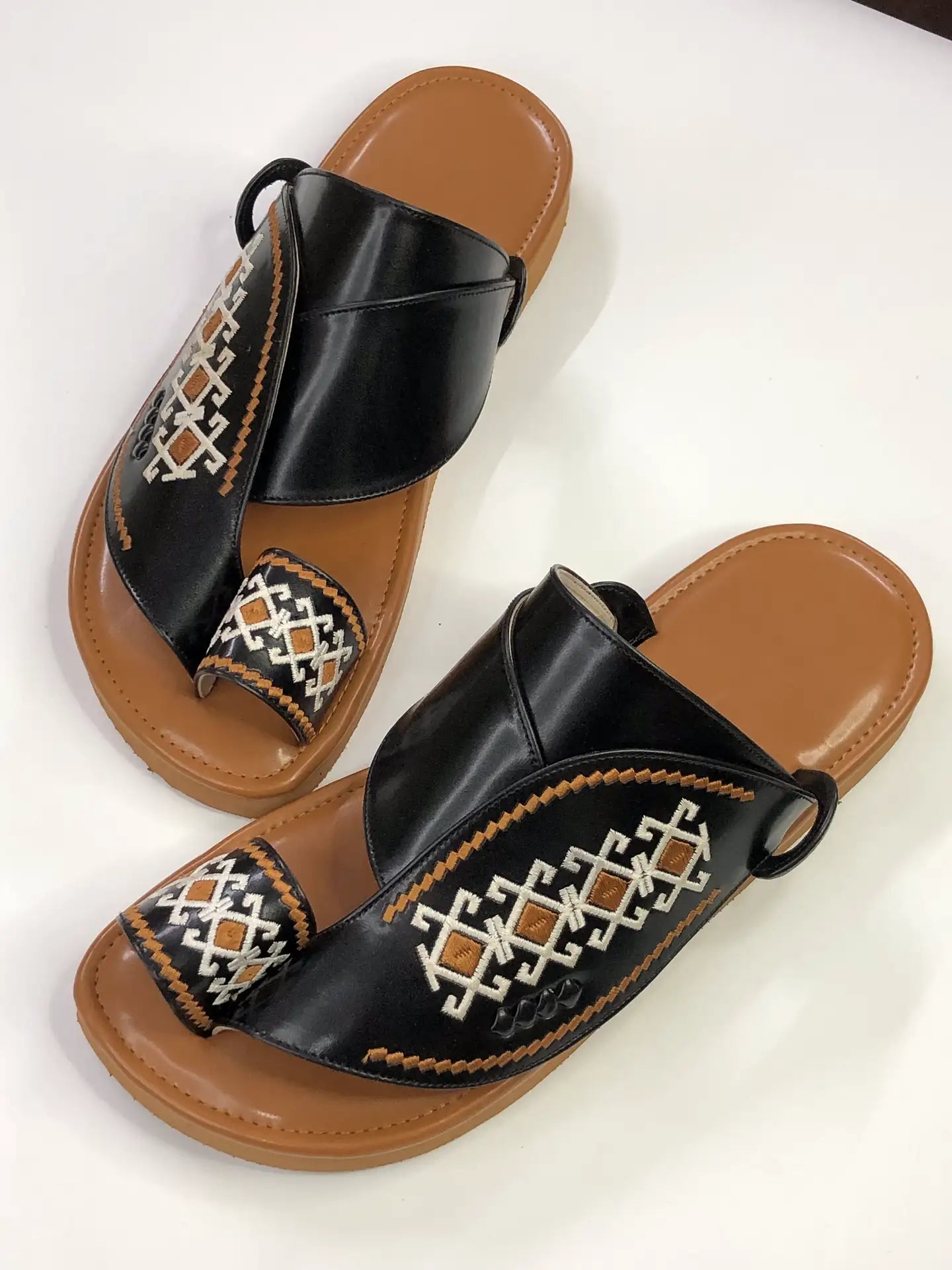 Arabic Khaliji Sandals in Brown Colour with iconic Embroidery