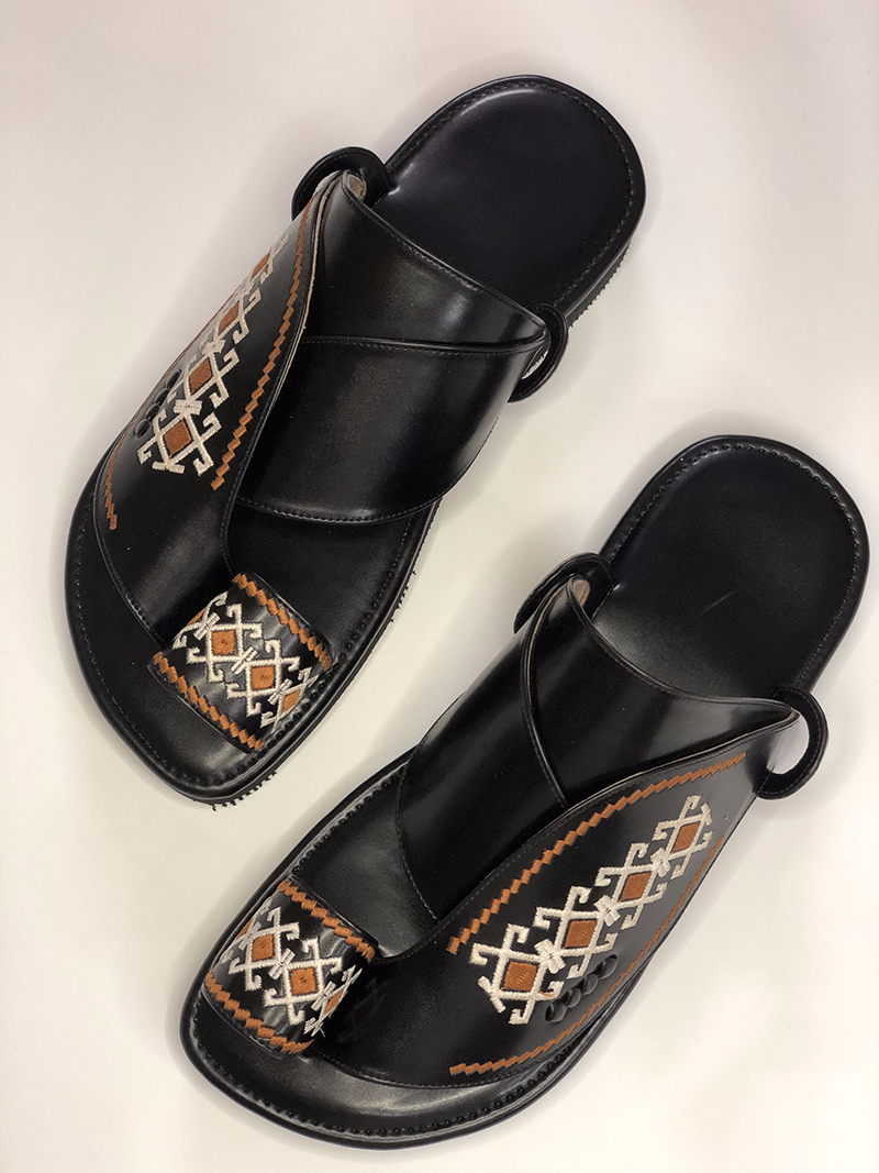 Arabic Khaliji Sandals in Black Colour with iconic Embroidery