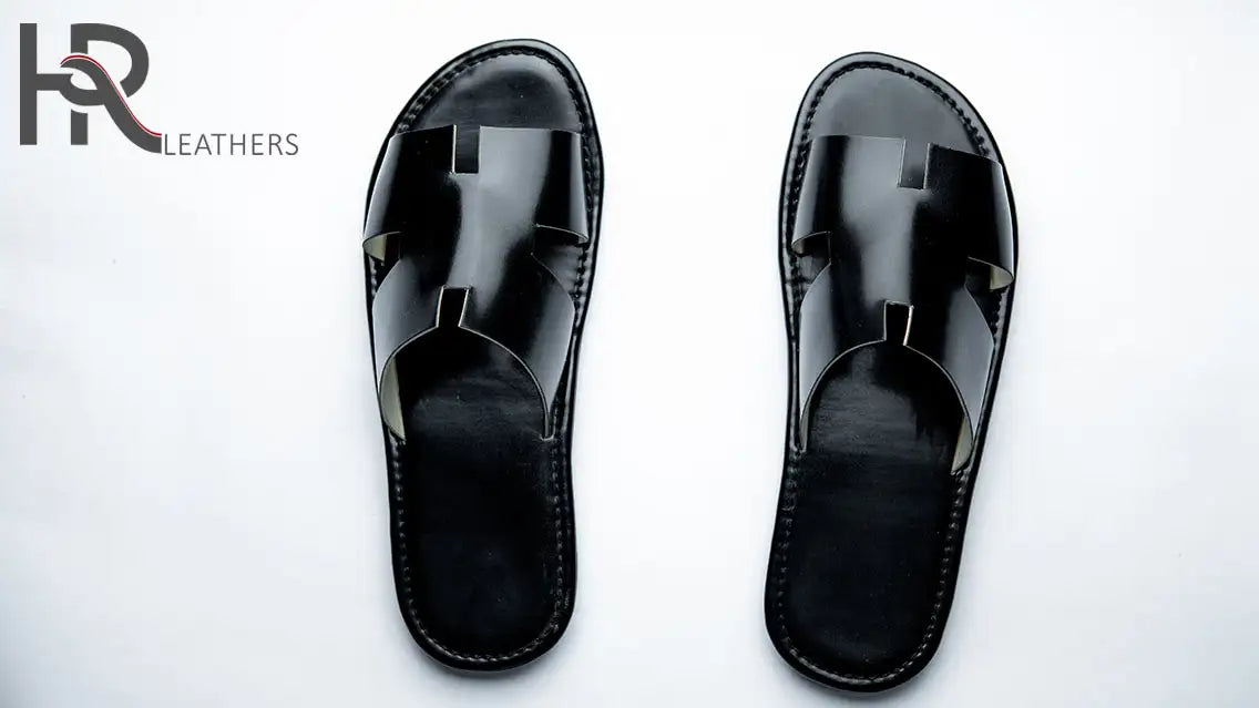 Izmiri Sandals in Black H Shape Original Leather