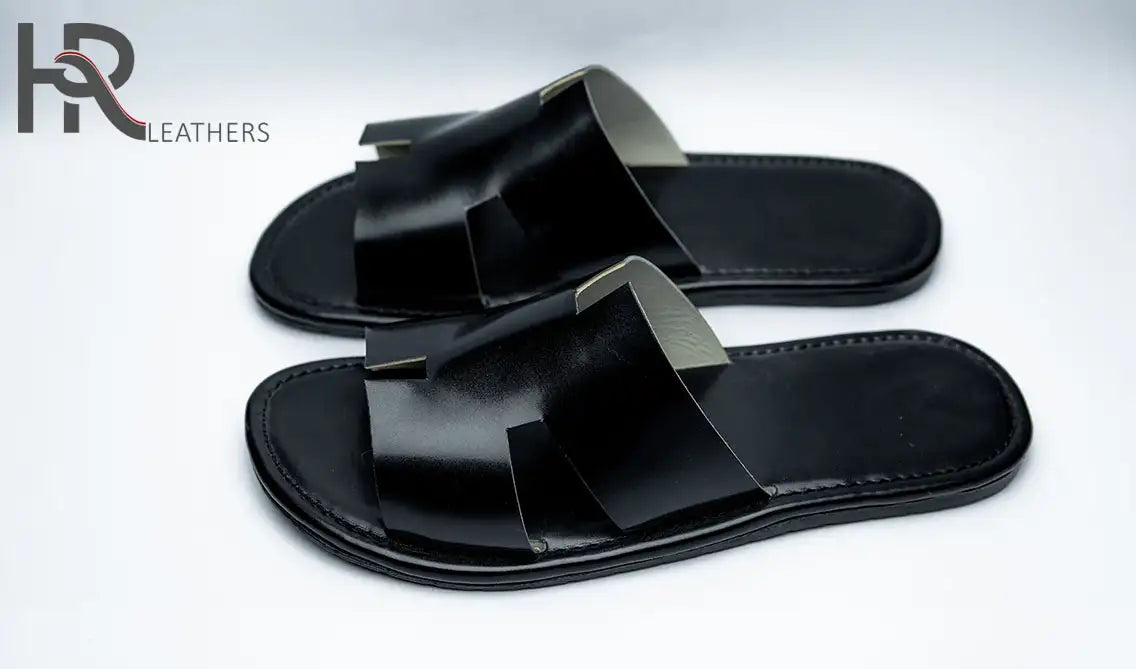 Izmiri Sandals in Black H Shape Original Leather